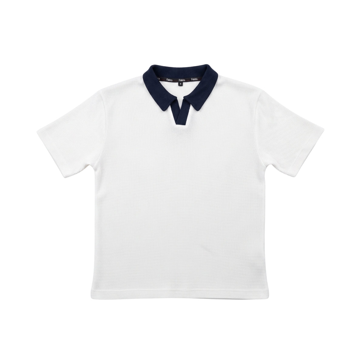 The Waffle Polo - Ivory & Navy