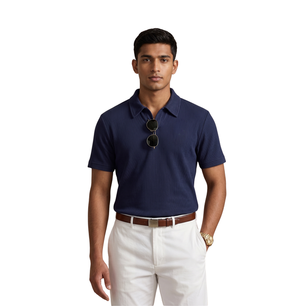 The Waffle Polo - Deep Navy